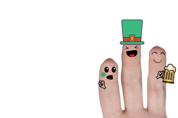 Composite image of fingers and patrick day drawing