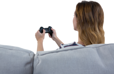 Woman playing video game