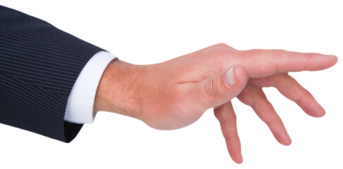 Hand of a businessman writing with a chalk