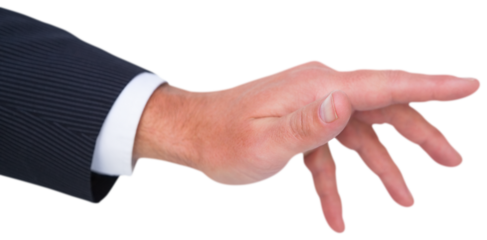 Hand of a businessman writing with a chalk