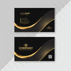 Creative and clean golden black gradient business card, golden and black luxury business card vector template 
