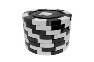 3D image of black gambling chips with spades symbol
