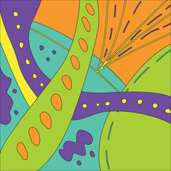 Bright abstraction with lines and shapes flat style, vector illustration. Decorative design element for backgrounds, contours and outlines, retro aesthetic