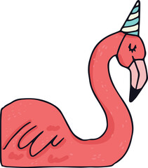 Obraz premium Flamingo wearing party hat