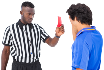 Referee showing red card to a player