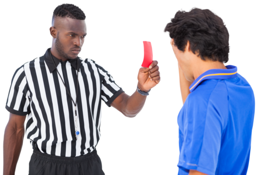 Referee showing red card to a player