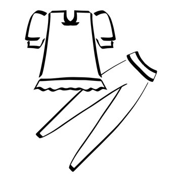 black and white pajamas set clip art preview