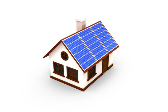 3d image of house with solar panels