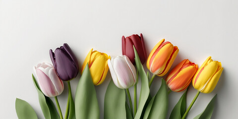 Tulip flowers isolated on white background. Happy Mother's Day, Birthday, anniversary or Valentine's Day concept background. Generative AI