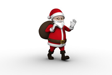 Cartoon santa walking and waving