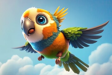 Cute Cartoon Parrot Character (Generative AI)