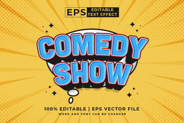 Editable text effect comedy show comic 3d cartoon style premium vector