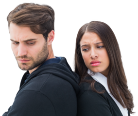 Unhappy couple not speaking to each other 