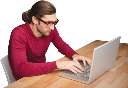 Creative businessman working on laptop