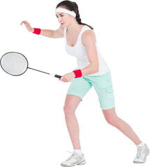Obraz na płótnie Canvas Female athlete playing badminton 