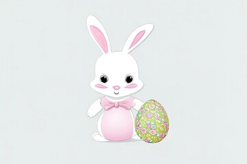 Fototapeta premium Cute easter bunny holding an easter egg Easter AI,Generative AI,Generative