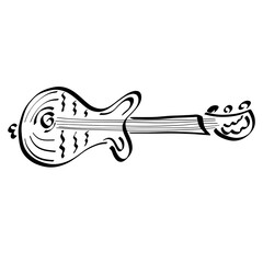 Obraz premium creative guitar in the shape of a fish, black outline on a white background