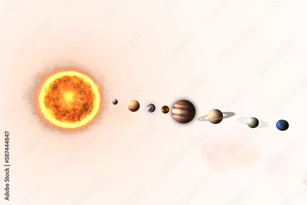 Poster digital composite image of various planets
