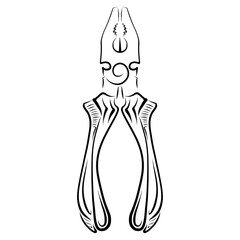 combination pliers with insulation, black outline on white background