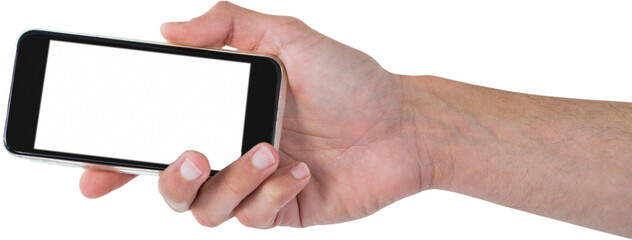 Cropped hand of person holding mobile phone