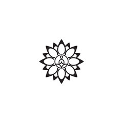 Yoga flower logo black and white