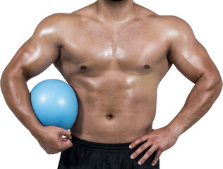 Fototapeta premium Muscular man with weight ball