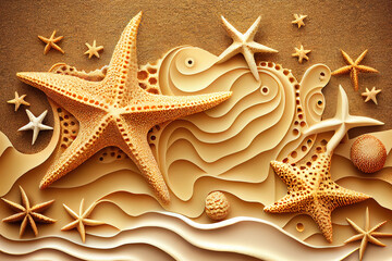 Fototapeta na wymiar yellow starfish on white background. Generative Ai