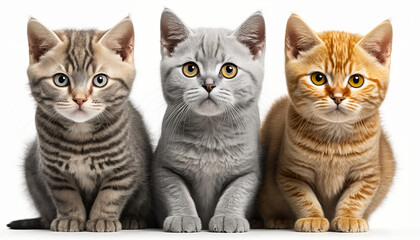 Cats on White Background. Generative AI