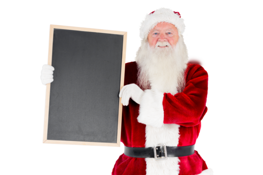 Santa claus showing blackboard