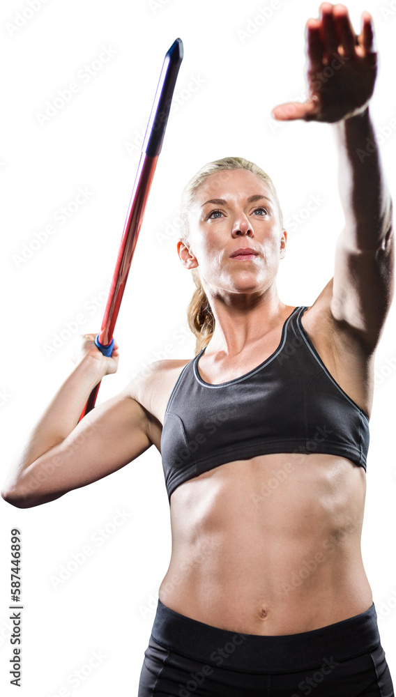 Poster athlete preparing to throw javelin