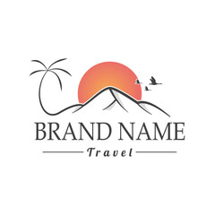 travel logo, custom logo design, mountain design logo concept