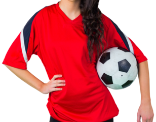 Pretty football fan in red