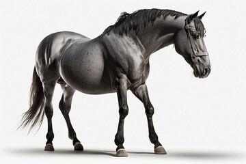 isolated black horse for home décor, wall art, graphic design, and DIY projects - stunning standalone image on white background. generative AI