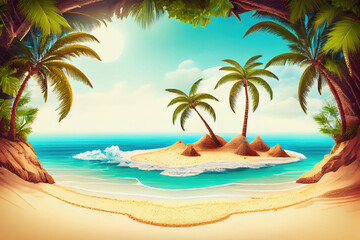 Fototapeta na wymiar Summer vacation and tropical beach concept. Generative Ai
