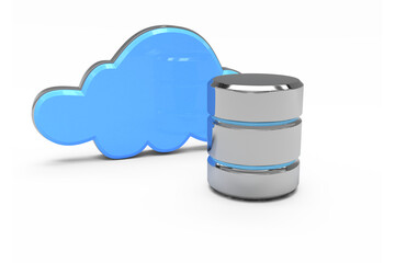 Hard drive symbol with cloud