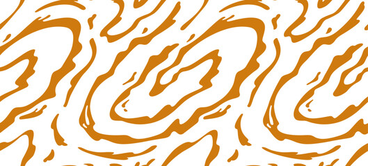 Wavy Caramel Pattern. Vector Swirl Toffee Splash Background. Abstract Illustration of Liquid Salted Caramel, Melted Peanut Butter, Sweet Honey, Chocolate Milk or Maple Sauce