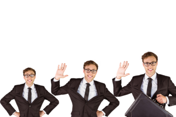 Nerdy businessman waving
