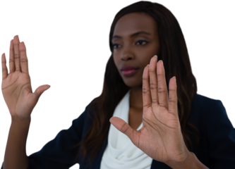 Businesswoman using interface