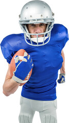 American football player running with ball