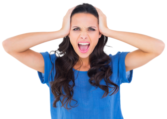 Angry brunette shouting at camera