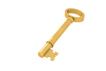 Digitally generated shiny gold key