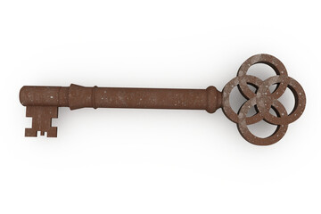 Digitally generated rusty old key
