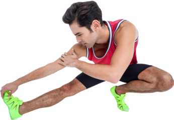 Male athlete stretching his hamstring