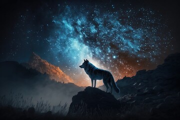A Lone Wolf in an Eternal Pursuit of the Starlit Sky Generative AI