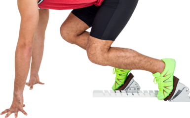 Male athlete in ready to run position