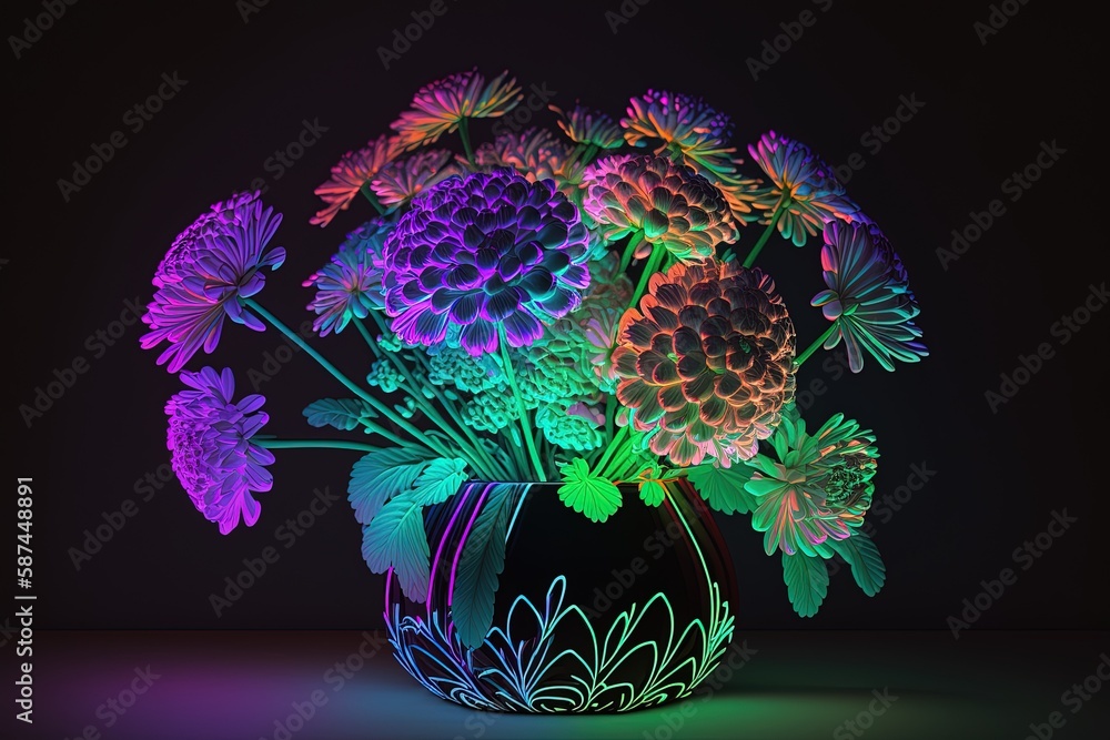 Poster blinking blinkin': exploring the brightest bouquet of neon clover generative ai