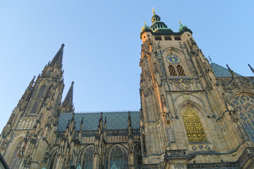 Fototapeta na wymiar St. Vitus Cathedral, built in the 14th century, in Prague Castle, Czech Republic