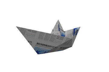 Newspaper folded into shape of watercraft