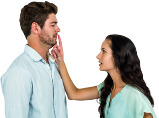 Couple arguing while standing 