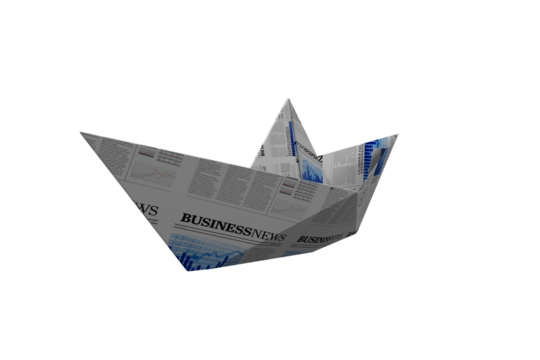 Newspaper folded into shape of watercraft